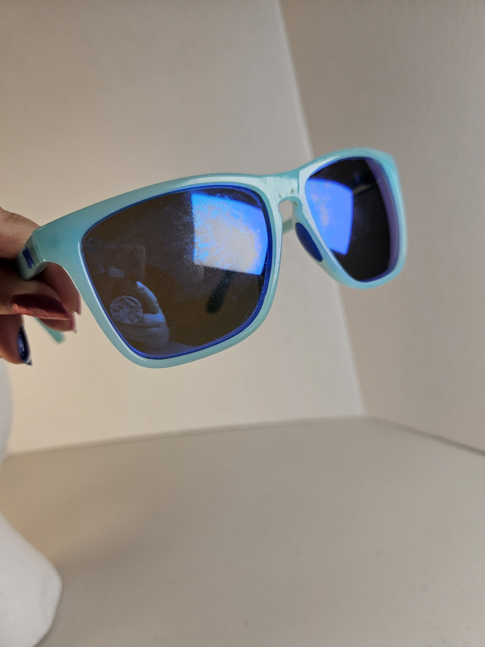 Knockaround Men's Teal Frame Sunglasses with Blue Mirrored Lenses - Picture 11 of 11
